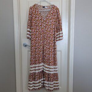 Piper & Scoot The Soho Fringe Maxi Dress in Groovy Floral.